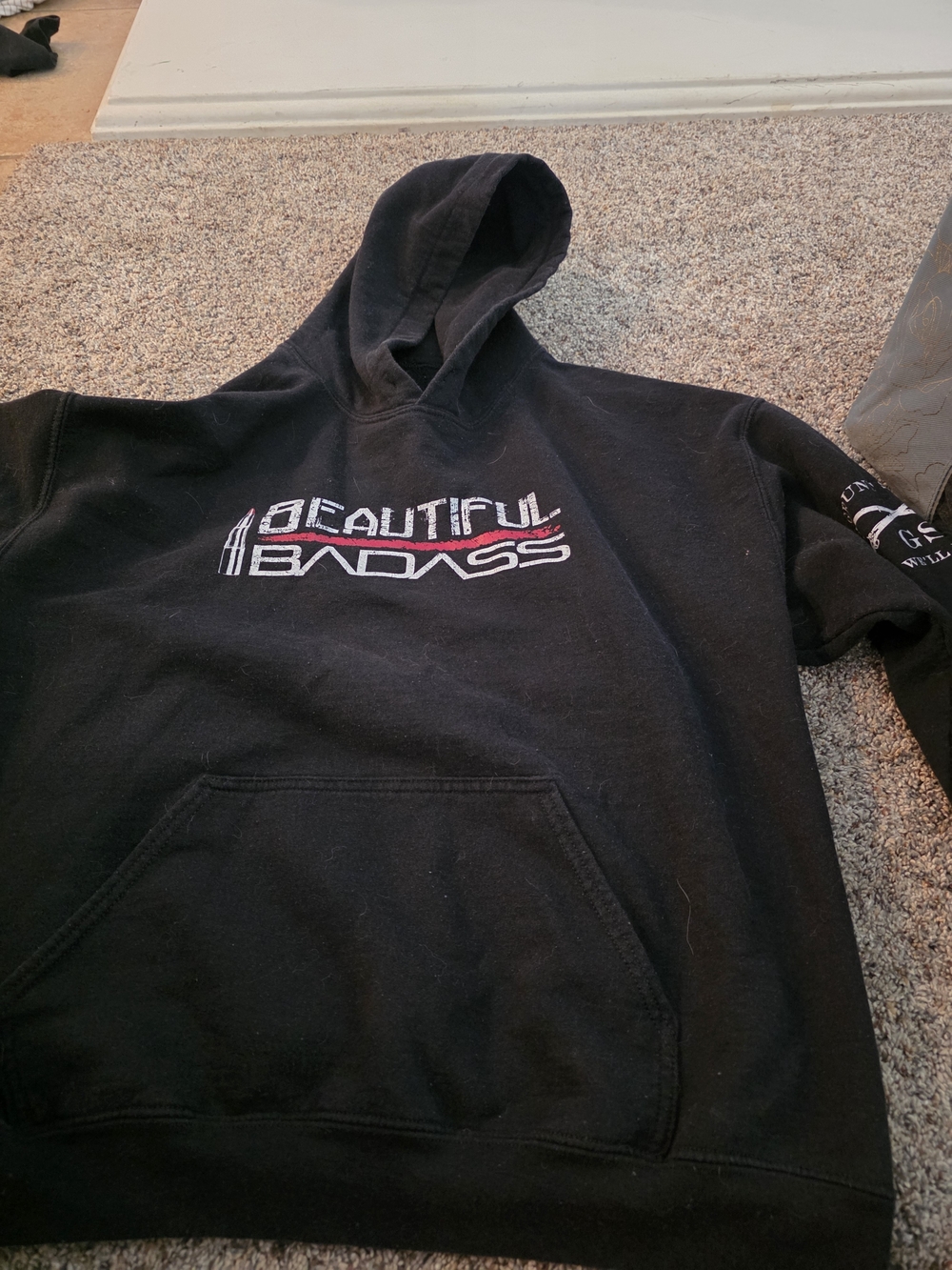 Grunt Style Black Hoodie with White & Red 'Beautiful Badass' Graphic